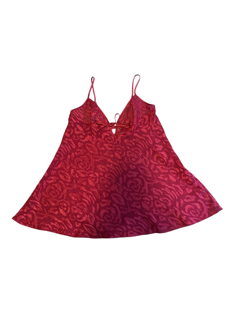 Gilligan & O'Malley Women’s Vintage Red Floral Satin Chemise Dress Size S
